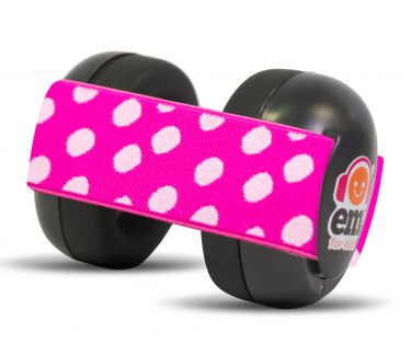 Ems for Kids Baby Ear Defenders - Black with Pink/White Headband