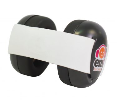 Ems for Kids BABY Ear Defenders - Black Cups with White Headband