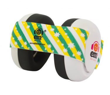 Ems for Kids Baby Ear Defenders (WHITE) - Green n Gold Headband