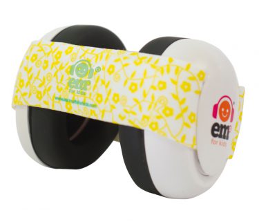 Ems for Kids Baby Ear Defenders - White with Lemon Floral Headband