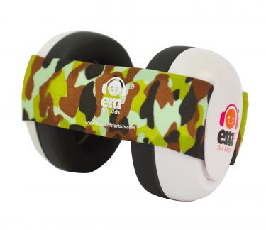Ems for Kids BABY Ear Defenders - White with Camo Headband